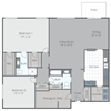 2 Bedroom 2 Bath apartment floor plan image