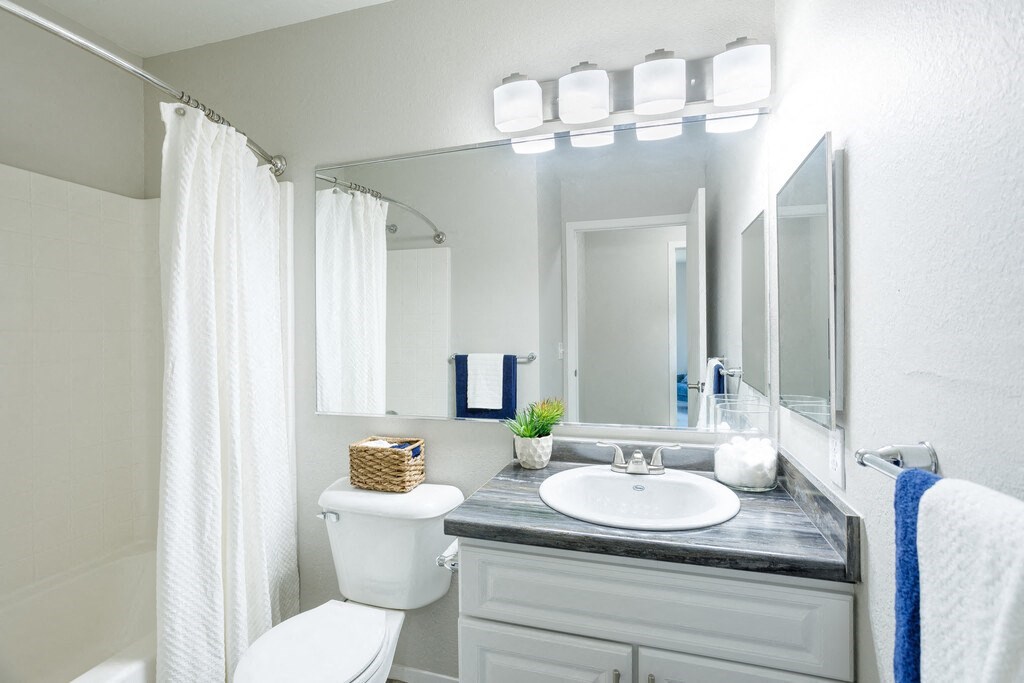 a bathroom with a sink toilet and a mirror
