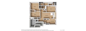 A diagram of a house layout with labeled rooms.