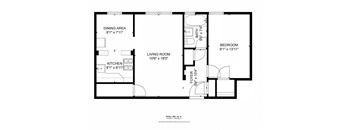 a floor plan of a house with a bedroom and a living room