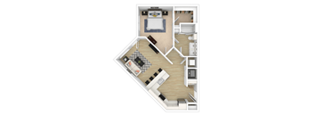1 Bedroom 1 Bath Floor Plan at City View Apartments, Lansing, 48933