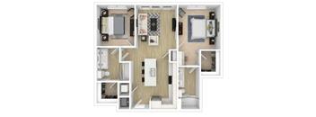 2 Bed 2 Bath Floor Plan at City View Apartments, Lansing, 48933