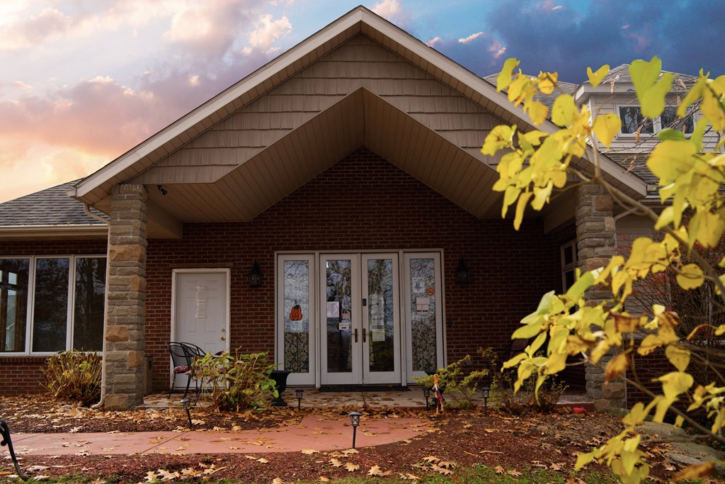 Leasing office with sunset