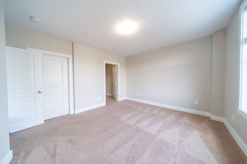 Bedroom with plush carpeting, cream and cream walls. - Photo Gallery