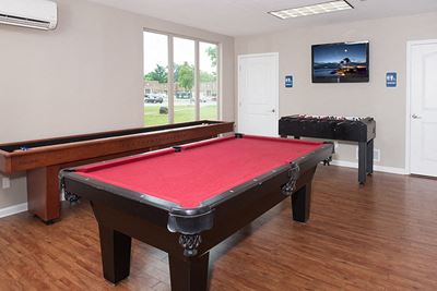 Pool table in game room