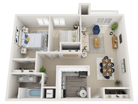 One bedroom floorplan