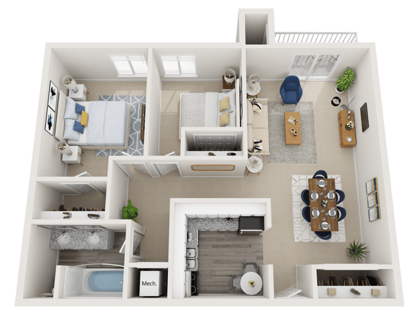 One bedroom floorplan