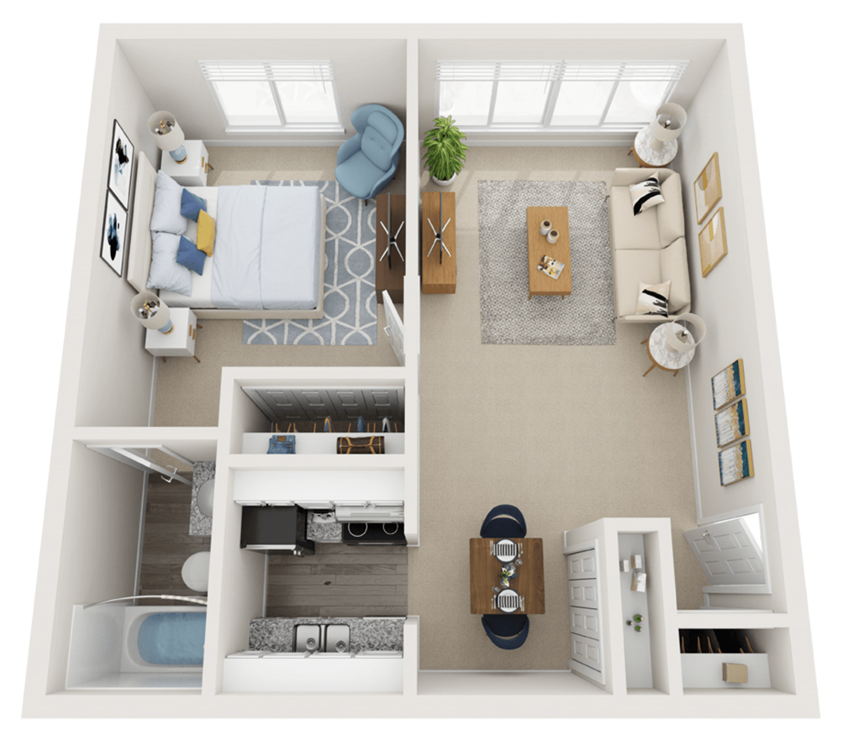 One bedroom floorplan