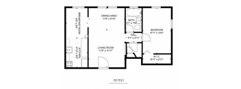 a floor plan of a house with a bedroom and a living room