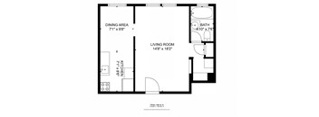 a floor plan of a house with a bedroom and a living room