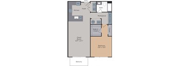 B2 FP 907sqft at Flats at Iron Ridge, Michigan, 48220