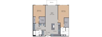 C1 FP 1310sqft at Flats at Iron Ridge, Ferndale, MI 48220