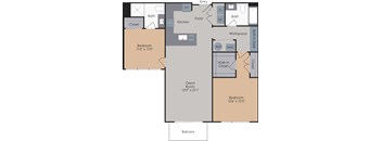 C3 FP 1143sqft at Flats at Iron Ridge, Ferndale, 48220