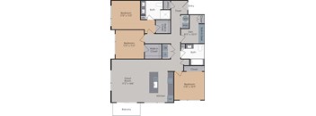 D1 FP 1441sqft at Flats at Iron Ridge, Ferndale Michigan