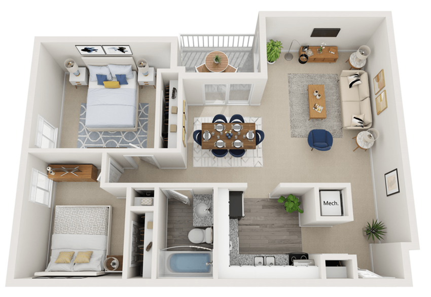 Two bedroom floorplan