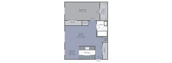 1 Bedroom, 1 Bathroom 2D floor plan at Glenwood.