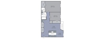 2 Bedroom 1 Bath 2D floor plan at Glenwood.
