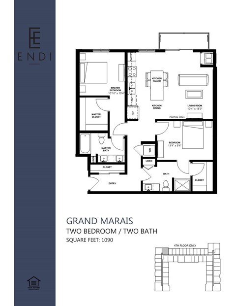 A floor plan for a Grand Marais property with two bedrooms and two bathrooms.