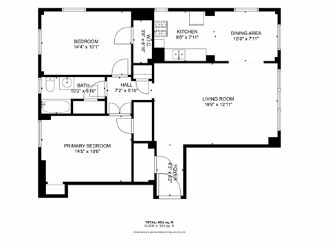 a floor plan of a house with a bedroom and a living room