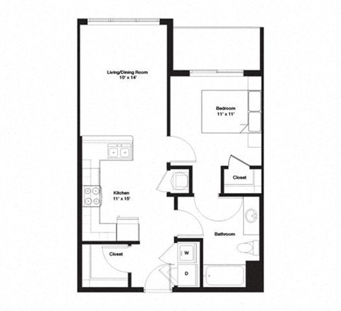 1A Floor Plan 1A Floor Plan at The George, Ann Arbor