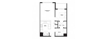 1B Floor Plan at The George, Michigan