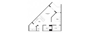 1C Floor Plan at The George, Michigan, 48104