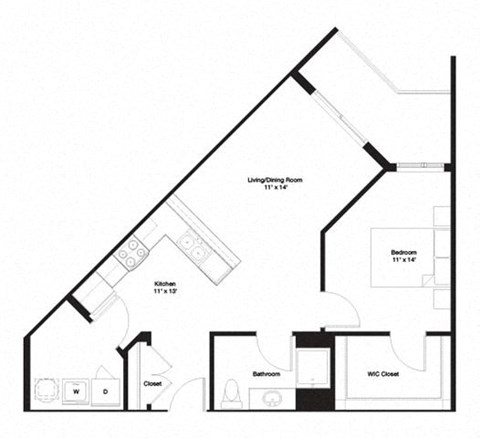 1C Floor Plan 1C Floor Plan at The George, Michigan, 48104