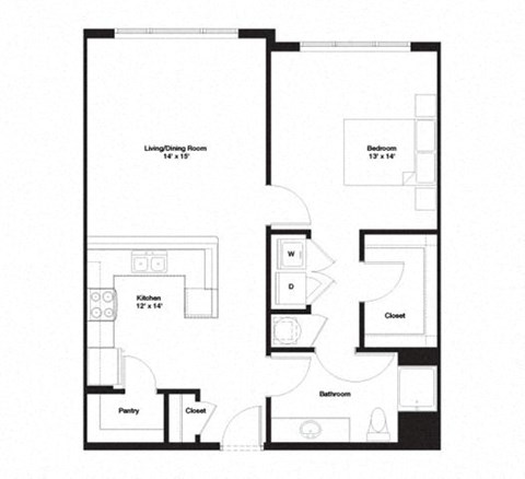 1G Floor Plan 1G Floor Plan at The George, Ann Arbor, 48104
