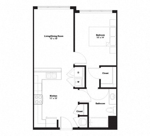 1J Floor Plan 1J Floor Plan at The George, Ann Arbor