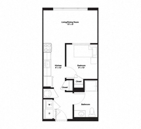 1K Floor Plan 1K Floor Plan at The George, Michigan