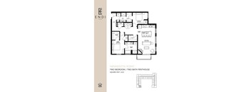 A floor plan for the Minnesota Point Two Bedroom/Two Bath Penthouse.