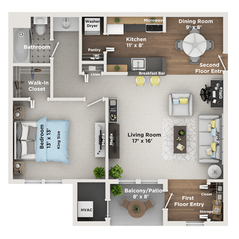 A floor plan of a house showing the layout of the rooms.
