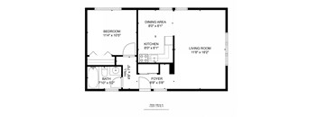 a floor plan of a house with a bedroom and a living room