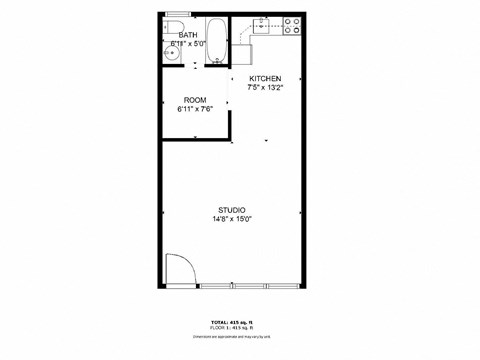 a floor plan of a 1 bedroom floor plan