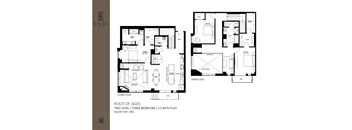 A floor plan for a two level, three bedroom, 2555 square foot home.