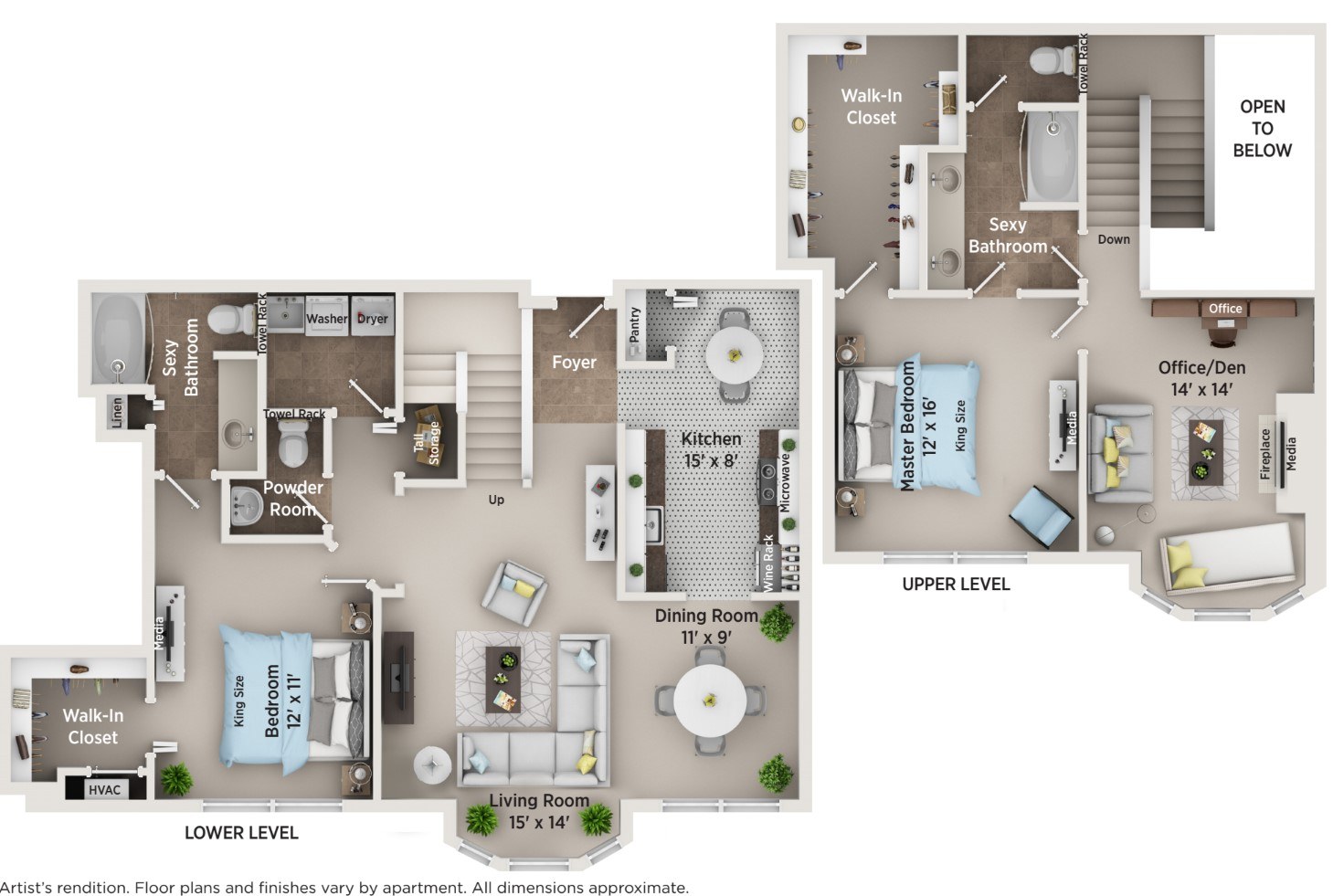 A floor plan of an apartment showing the layout of the rooms.