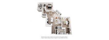 A 3D floor plan of B8 plan