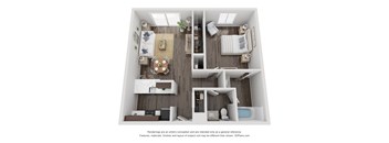 a 1 bedroom floor plan with a bathroom and a living room
