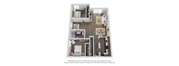 a 1 bedroom floorplan is shown with a wood floor