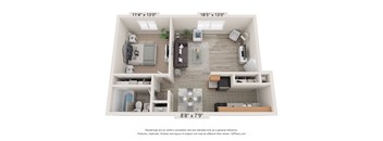 a 1 bedroom floor plan with a bathroom and a living room