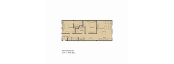 A floor plan of a two bedroom unit at 1567 Church St.