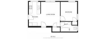 a floor plan of a unit with a bedroom and a living room