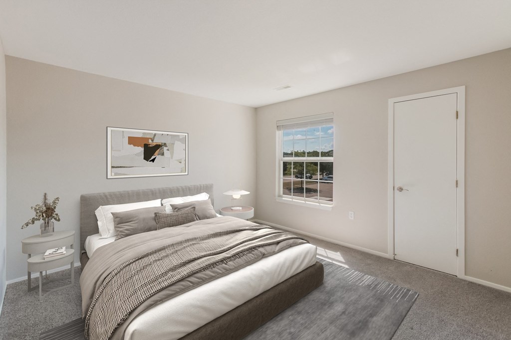 an example of a bedroom with a bed and a window