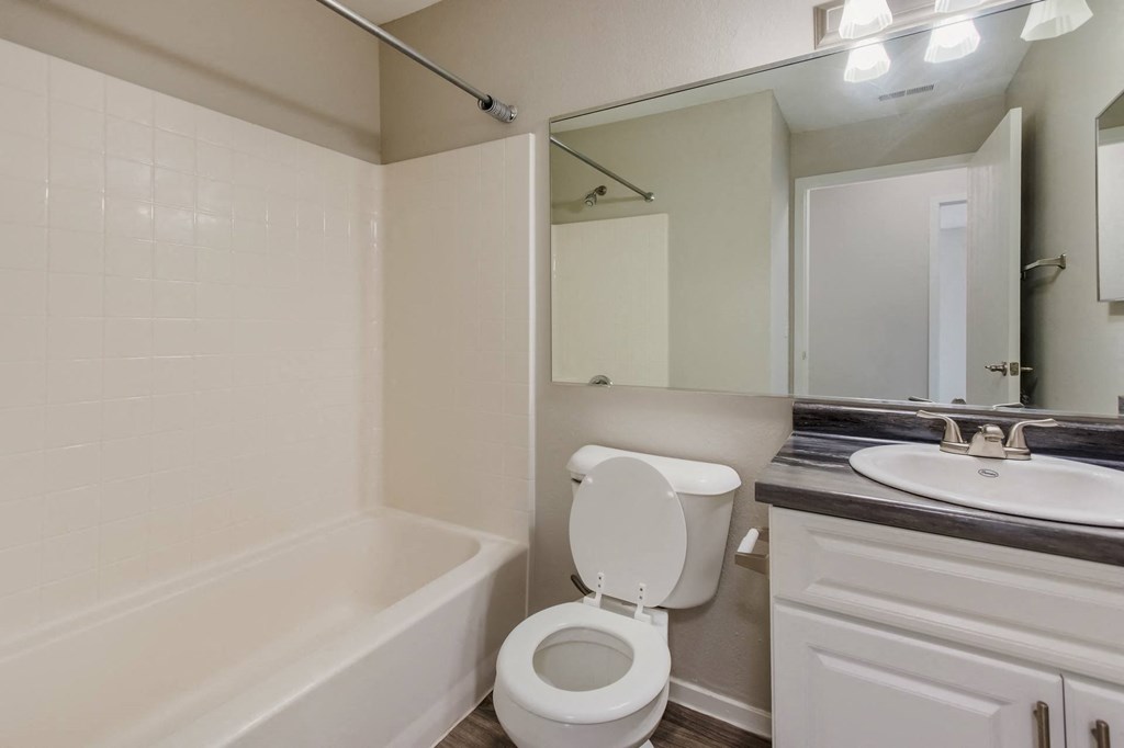a bathroom with a toilet and a sink and a bath tub