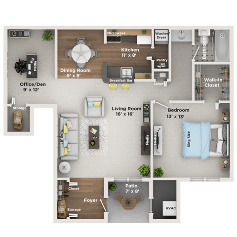 A floor plan of a house showing the layout of the rooms.