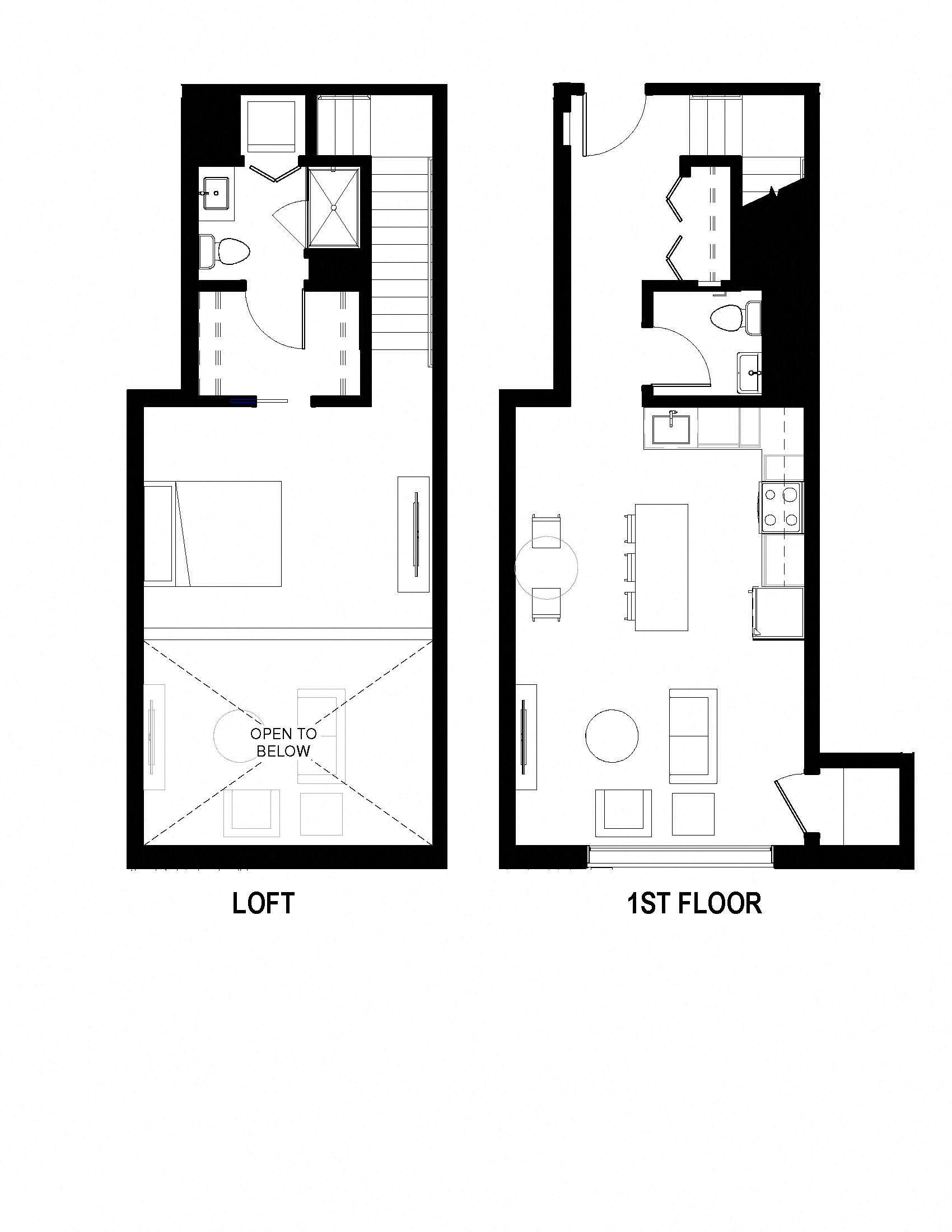 Lofts in Ann Arbor - Loft Unit J Floor Plan One Bedroom at The George, Ann Arbor Michigan