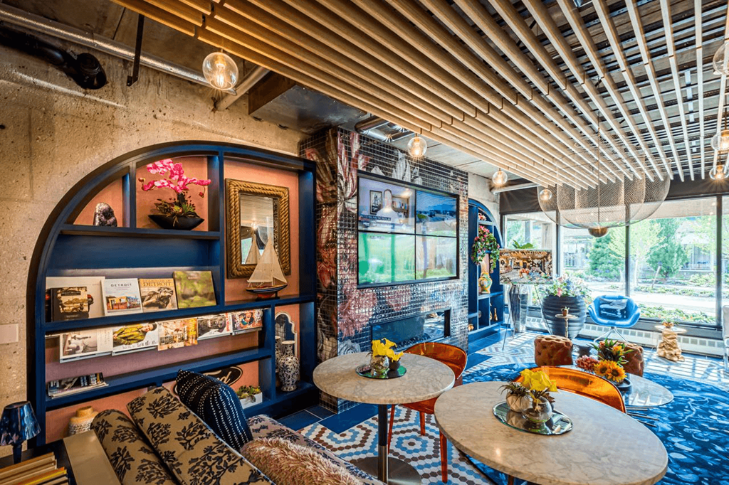 a living room filled with furniture at City Club Apartments Lafayette Park, Detroit, MI