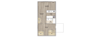 One bedroom floorplan layout
