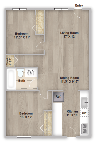 Two bedroom floorplan layout