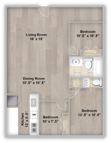 Two bedroom floorplan layout